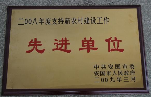 药都制药集团股份有限公司被评为?2008年度支持新农村建设工作先进单位?